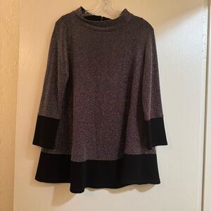 Haute Couture‎ Paris Metallic Colorblock Pullover Stretch Knit Small